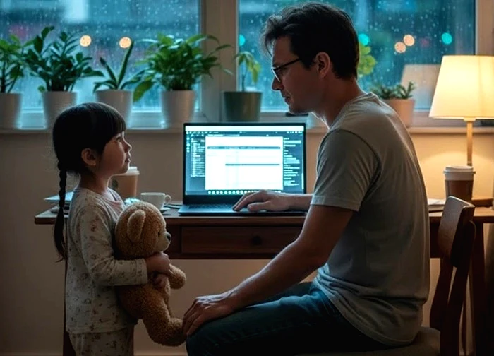 Chiều cuối tuần ngồi làm việc, con gái 5 tuổi hỏi 1 câu khiến tôi chạnh lòng