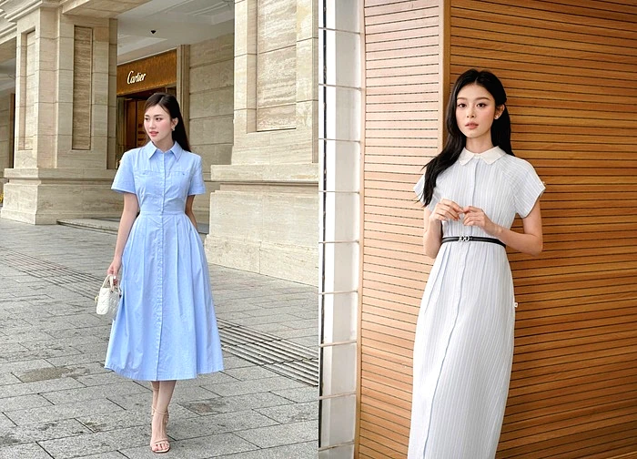 Biến hóa thành quý cô hiện đại với đầm sơ mi
