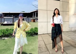 Chân váy vạt chéo giúp mọi vóc dáng trở nên thanh lịch