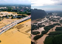 Hình ảnh từ trên cao, 4 tỉnh miền Bắc ngập lụt chưa từng thấy