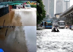 Phẫn nộ tài xế lao xe trong mưa ngập, suýt cán trúng người đi bộ ở Hà Nội