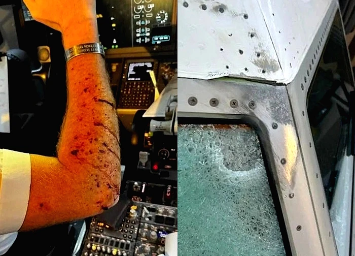 Kính chắn gió máy bay bất ngờ nổ ở độ cao 11.000m, tay của phi công bật máu