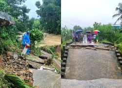 Dùng ròng rọc cấp lương thực cho hơn 1.200 người dân bị cô lập do cầu sập
