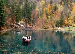 Sắc thu bên hồ Blausee ở Thụy Sĩ