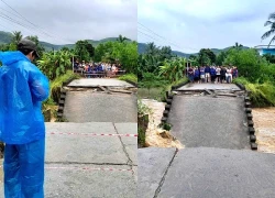 Sập cầu ở Quảng Ngãi, người đi xe máy rơi xuống dòng nước chảy xiết