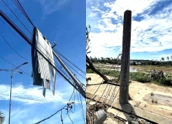 Bão Kalmaegi quét qua Sông Cầu, mái tôn bay mắc trên dây điện