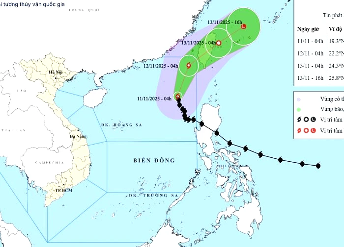 Tin mới nhất về bão số 14 Fung- Wong: Tiếp tục đổi hướng và dần ra khỏi Biển Đông
