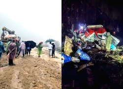 Còn hai thi thể kẹt trong ô tô khách bị sạt lở núi đè trên đèo ở Khánh Hòa