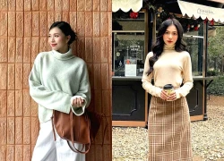 Mảnh ghép cho mùa đông ấm áp là bản phối với áo len cổ lọ