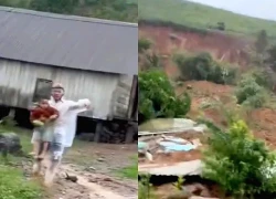 Sạt lở vùi lấp 2 căn nhà, người dân ôm trẻ bỏ chạy