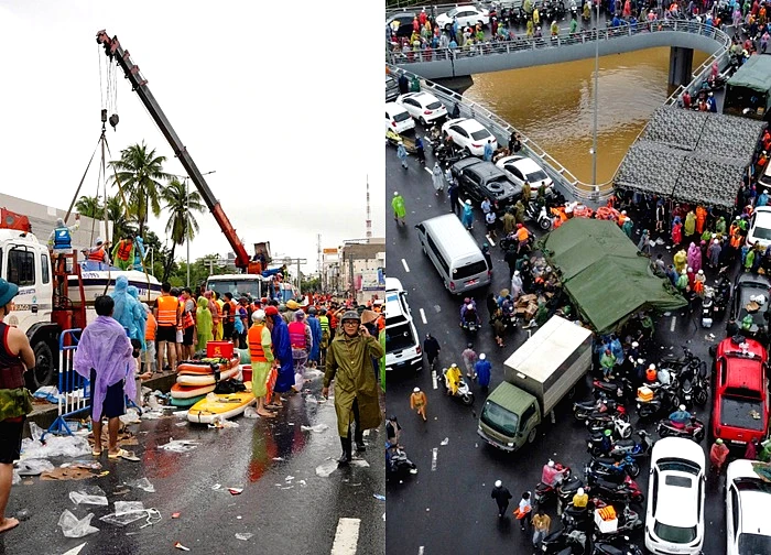 Quân đội dựng lều dã chiến cho người Nha Trang tránh ngập