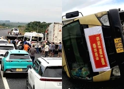 Xe chở hàng cứu trợ gặp nạn trên tuyến cao tốc Phan Thiết - Dầu Giây