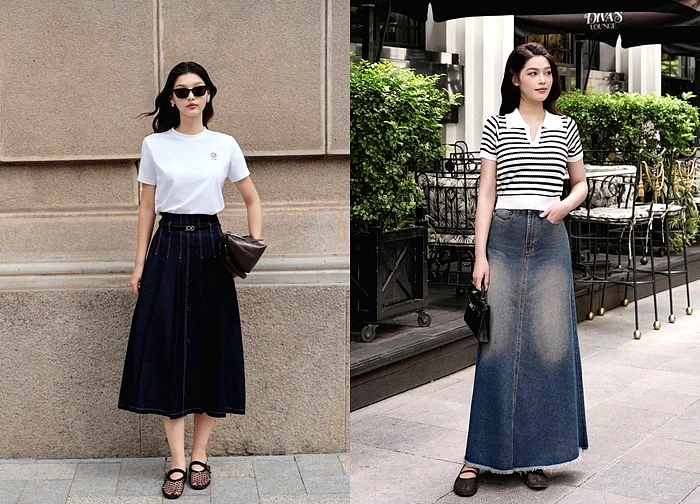 'Lột xác' phong cách với loạt chân váy jean khiến ai cũng ngoái nhìn