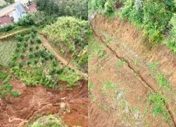 Quả đồi sạt lở đe dọa khu dân cư ở Lâm Đồng