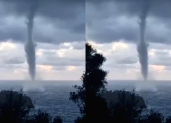 Vòi rồng khổng lồ xuất hiện trên biển khiến người dân sốc nặng