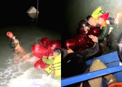 Đi bắt ốc lúc triều dâng, hai phụ nữ ôm cọc tre trên biển suốt đêm