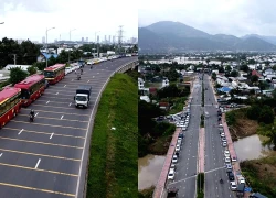 Hàng trăm ô tô lại nối đuôi nhau lên cầu tránh lũ, người đi đường bất ngờ