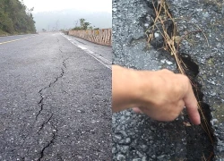 Vết nứt bất thường trên Đèo Ngang, gần nơi giun đất chết khô la liệt