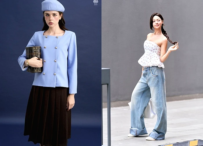 Không chỉ quần jeans xanh, sắc xanh lam, xanh ngọc bích 'lên ngôi' mùa xuân 2026