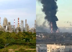 Một trong 5 nhà máy lọc dầu lớn nhất Liên bang Nga bốc cháy