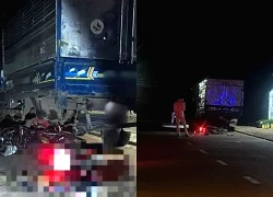 Xe máy kẹp 3 chạy tốc độ cao tông đuôi ô tô tải, hai người tử vong
