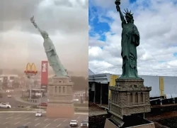 Tượng Nữ thần Tự do ở Brazil bị gió quật đổ
