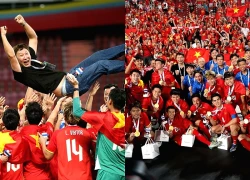 Khoảnh khắc cầu thủ U22 Việt Nam công kênh HLV Kim Sang Sik