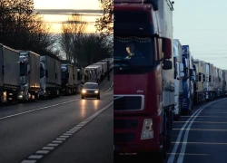 Hàng trăm xe tải xếp hàng tại biên giới Ba Lan - Ukraine trước Giáng sinh