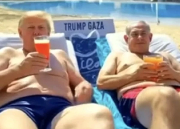 Phát sốt đoạn phim ông Trump, ông Netanyahu nhâm nhi cocktail ở bãi biển Gaza