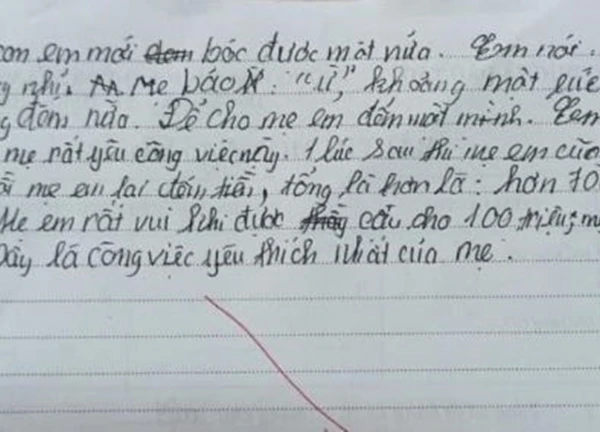 Học sinh tiểu học viết văn tả mẹ "thích nhất đếm tiền": Dân mạng cười nghiêng ngả còn mẹ thì ngượng chín mặt