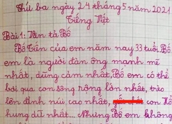 Bài văn tả bố "đánh bại con Hổ" của học sinh tiểu học gây bão mạng, nhưng đoạn cuối mới thực sự giật gân