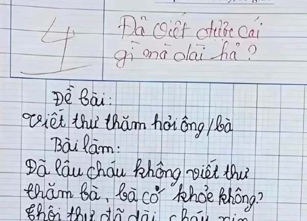 Bài văn viết thư của học sinh tiểu học bị chấm 4 điểm kèm lời phê gắt, dân mạng đọc xong thì ngơ ngác ngỡ ngàng và bật ngửa