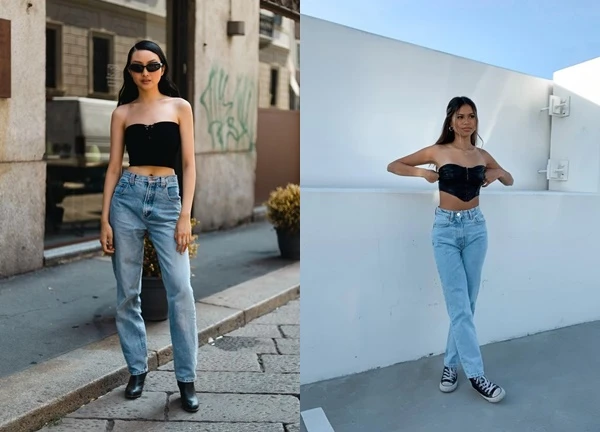 Quần jeans ống côn đang trở lại theo phong cách sang trọng
