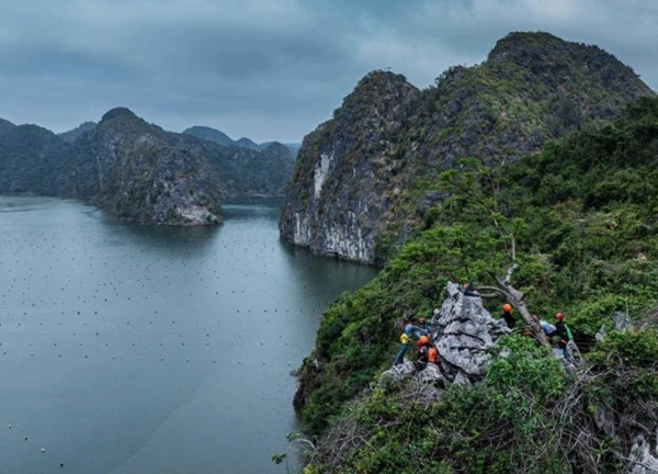 Đu dây, chèo kayak khám phá hồ Hang Vẹm trên đảo Cát Bà