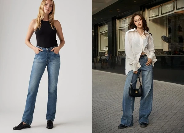Quần jeans ống đứng và giày bệt: sang xịn, mát mẻ trong mùa hè