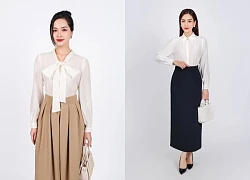 Đẹp chuẩn 'nàng thơ' công sở chỉ với áo sơ mi trắng