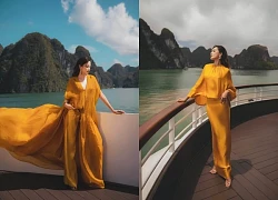 Hoa hậu Lê Hoàng Phương khoe dáng quyến rũ trên vịnh Hạ Long