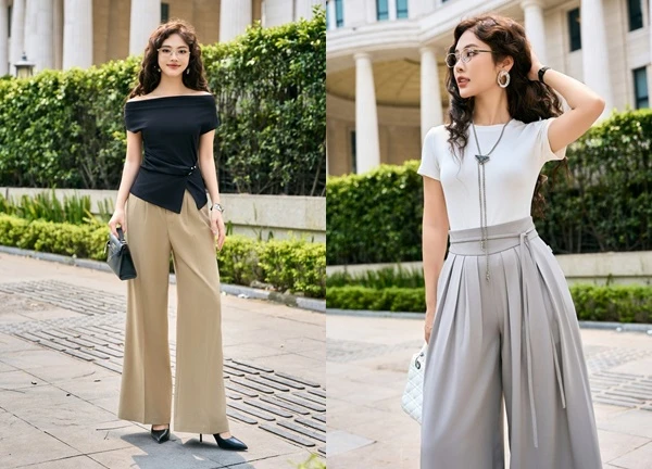 Váy dài, quần ống rộng và giày cao gót, bộ ba hoàn hảo cho mọi phong cách