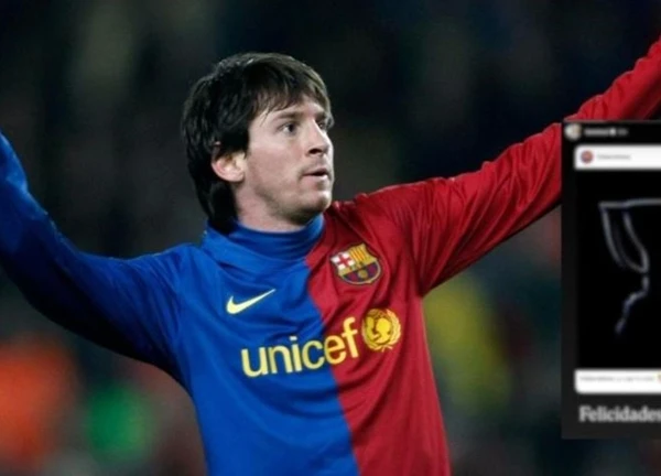 Messi chúc mừng Barca