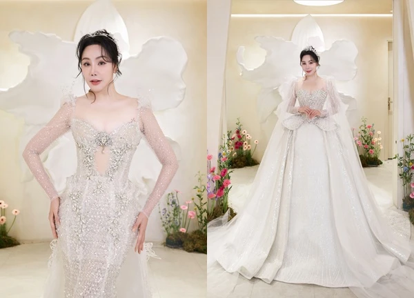 Váy cưới đính 10.000 viên pha lê, giá hơn nửa tỉ đồng của Hồ Quỳnh Hương