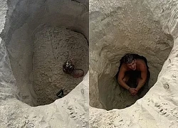 Tự đào hố cát trên bãi biển, chàng trai bị "chôn sống" suốt 3 tiếng