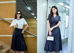Chân váy denim, đầm denim dáng dài... làm mới tủ đồ công sở hiện đại