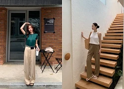 Quần dài màu trà sữa: Trẻ hơn quần đen, sang hơn quần trắng và ai cũng có thể mặc đẹp