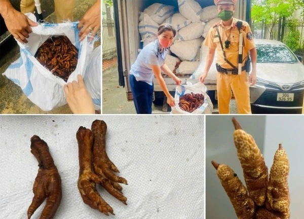 CSGT Hà Nội phát hiện 1,4 tấn chân gà không rõ nguồn gốc