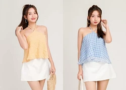 Áo cổ yếm chạm vào nét duyên thanh nhã của nàng