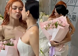 MLee tất tả đến chúc mừng "chị ruột" Lệ Quyên, để lại 1 nụ hôn gió rồi vội vã rời đi