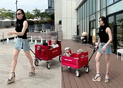Phương Oanh diện set đồ 50 triệu đưa con đi dạo phố, bất ngờ ở chiêu "hack dáng" cực đỉnh và dễ học theo