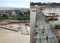 Mưa lớn khiến cầu phao Phong Châu bị lũ cuốn, dân hoảng loạn, Đại tá lên tiếng