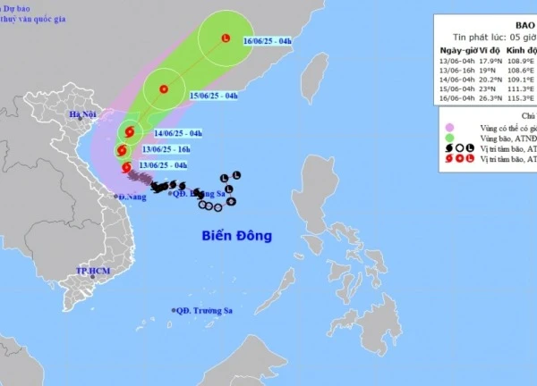 Bão số 1 giật cấp 13, gây sóng cao 6 mét và mưa lớn diện rộng