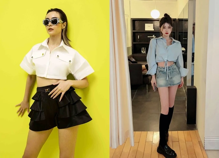 Nét phóng khoáng tối giản cùng áo sơ mi crop top